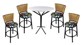 Conjunto Mesa 4 Banquetas De Junco Baixa