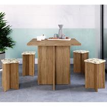 Conjunto Mesa 4 Banquetas Verona Bona Marrom/Madeirado/Bege Conjunto Mesa 4 Banquetas Verona Bona Marrom/Madeirado/Bege
