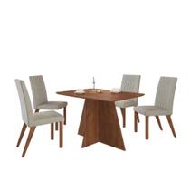 Conjunto Mesa 4 Cadeiras 150BP/25 Tampo Vidro MDF/MDP Veludo Zamarchi