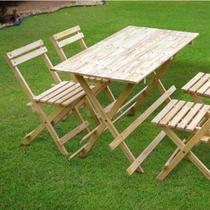 Conjunto Mesa 4 Cadeiras Dobráveis 120cm x 60cm Espresso Móveis Conjunto Mesa 4 Cadeiras Dobráveis 120cm x 60cm Espresso Móveis