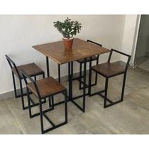 Conjunto Mesa 4 Cadeiras Pequena Madeira Imbuia Industrial Premium