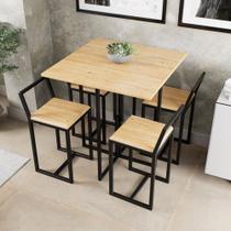 Conjunto Mesa 4 Cadeiras Pequena Pinus Industrial Black Conjunto Mesa 4 Cadeiras Pequena Pinus Industrial Black