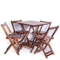 Conjunto Mesa 70x70 4 Cadeiras Dobrável Imbuia Ref. 70.4I
