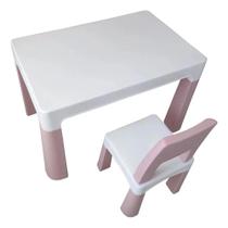 Conjunto Mesa 77 X 50 X 54cm E 1 Cadeira 28 X 28 X 55cm Rosa
