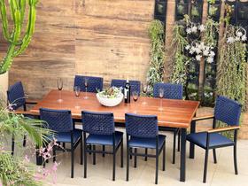 Conjunto mesa 8 caderias área externa 2,0x0,90m Brisa Náutica - Solara Móveis Conjunto mesa 8 caderias área externa 2,0x0,90m Brisa Náutica - Solara Móveis