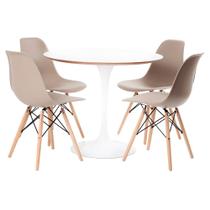 Conjunto Mesa 90 Branca Saarinen e 4 Cadeiras Eames Fendi