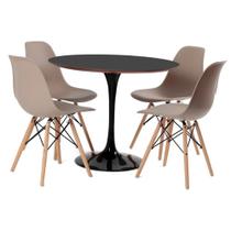 Conjunto Mesa 90cm Preta Saarinen e 4 Cadeiras Eames Fendi