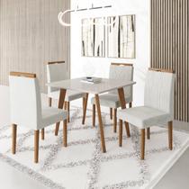 Conjunto Mesa 90x90 com 4 Cadeiras Fortaleza Uno Off White/Mel/Marfim