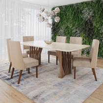 Conjunto Mesa Adriana 200cm com Vidro 06 Cadeiras Anne