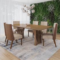 Conjunto Mesa Adriana 200cm com Vidro 06 Cadeiras Anne