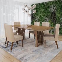 Conjunto Mesa Adriana 200cm com Vidro 6 Cadeiras Anne