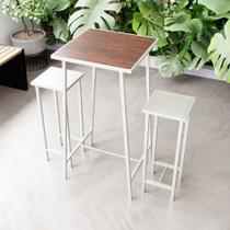 Conjunto Mesa Alta Bar Bistrô 2 Bancos Branco Botequim Industrial White Conjunto Mesa Alta Bar Bistrô 2 Bancos Branco Botequim Industrial White