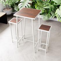Conjunto Mesa Alta Bar Bistrô 2 Bancos Imbuia Botequim Industrial White Conjunto Mesa Alta Bar Bistrô 2 Bancos Imbuia Botequim Industrial White