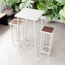 Conjunto Mesa Alta Bar Bistrô Branca 2 Bancos Imbuia Botequim Industrial White Conjunto Mesa Alta Bar Bistrô Branca 2 Bancos Imbuia Botequim Industrial White