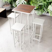 Conjunto Mesa Alta Bar Bistrô Imbuia 4 Bancos Branco Botequim Industrial White Conjunto Mesa Alta Bar Bistrô Imbuia 4 Bancos Branco Botequim Industrial White