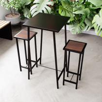 Conjunto Mesa Alta Bar Bistrô Preta 2 Bancos Imbuia Botequim Industrial Black Conjunto Mesa Alta Bar Bistrô Preta 2 Bancos Imbuia Botequim Industrial Black