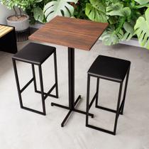 Conjunto Mesa Alta Bar Bistrô Quadrada Imbuia 2 Bancos Estofado Industrial Black Conjunto Mesa Alta Bar Bistrô Quadrada Imbuia 2 Bancos Estofado Industrial Black