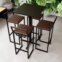 Conjunto Mesa Alta Bar Bistrô Quadrada Preta 4 Banquetas Confort Estofado Industrial Black Conjunto Mesa Alta Bar Bistrô Quadrada Preta 4 Banquetas Confort Estofado Industrial Black