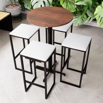 Conjunto Mesa Alta Bar Bistrô Redonda Imbuia 4 Bancos Estofado Industrial Black Conjunto Mesa Alta Bar Bistrô Redonda Imbuia 4 Bancos Estofado Industrial Black