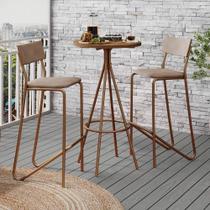 Conjunto Mesa Alta Bistrô 109,5cm MDP + 2 Banquetas Altas FR