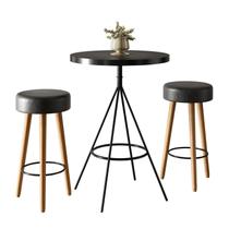 Conjunto Mesa Alta Bistrô Viena e 2 Banquetas Alta Banco Londres 70 Bares Sala Estar/Jantar Gourmet - Salaone