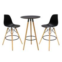 Conjunto Mesa Alta Redonda Bistro + 2 Banquetas Altas Charles Eames Eiffel Preta Conjunto Mesa Alta Redonda Bistro + 2 Banquetas Altas Charles Eames Eiffel Preta