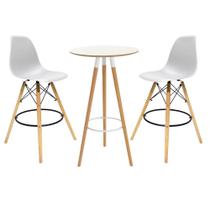 Conjunto Mesa Alta Redonda Bistro Com 2 Banquetas Altas Charles Eames Eiffel Branca