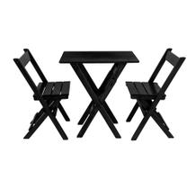 Conjunto Mesa Aparador Dobrável 68x43cm com 2 Cadeiras Preto / Liso Conjunto Mesa Aparador Dobrável 68x43cm com 2 Cadeiras Preto / Liso