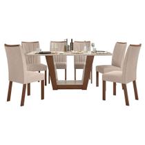 Conjunto Mesa Apogeu 170cm Tampo Mdf/vidro 6 Cadeiras