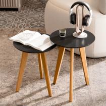 Conjunto Mesa Apoio E Lateral Alta Sofá Retrô Maju - Gaio & Cia