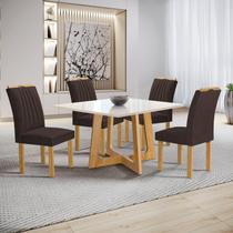 Conjunto Mesa Arizona 100cm com 4 Cadeiras Arizona Tampo Slim Plus com Vidro - Cel Móveis