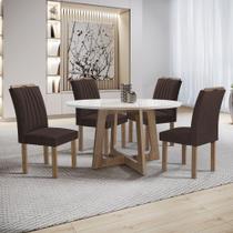 Conjunto Mesa Arizona 120cm com 4 Cadeiras Arizona Tampo Redondo Plus com Vidro