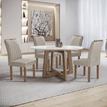 Conjunto Mesa Arizona 120cm com 4 Cadeiras Arizona Tampo Redondo Plus com Vidro Conjunto Mesa Arizona 120cm com 4 Cadeiras Arizona Tampo Redondo Plus com Vidro