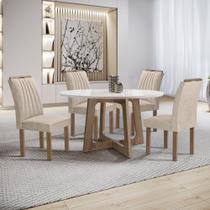 Conjunto Mesa Arizona 120cm com 4 Cadeiras Arizona Tampo Redondo Plus com Vidro