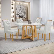 Conjunto Mesa Arizona 120cm com 4 Cadeiras Arizona Tampo Redondo Plus com Vidro
