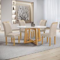 Conjunto Mesa Arizona 120cm com 4 Cadeiras Arizona Tampo Redondo Plus com Vidro