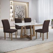 Conjunto Mesa Arizona 120cm com 4 Cadeiras Arizona Tampo Smart Plus com Vidro
