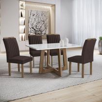 Conjunto Mesa Arizona 120cm com 4 Cadeiras Arizona Tampo Smart Plus com Vidro Conjunto Mesa Arizona 120cm com 4 Cadeiras Arizona Tampo Smart Plus com Vidro