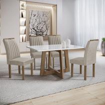 Conjunto Mesa Arizona 120cm com 4 Cadeiras Arizona Tampo Smart Plus com Vidro