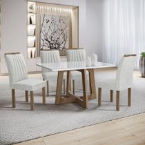 Conjunto Mesa Arizona 120cm com 4 Cadeiras Arizona Tampo Smart Plus com Vidro