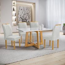 Conjunto Mesa Arizona 120cm com 4 Cadeiras Arizona Tampo Smart Plus com Vidro