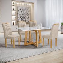 Conjunto Mesa Arizona 120cm com 4 Cadeiras Arizona Tampo Smart Plus com Vidro