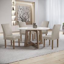 Conjunto Mesa Arizona 120cm com 4 Cadeiras Canela Tampo Redondo Plus com Vidro Conjunto Mesa Arizona 120cm com 4 Cadeiras Canela Tampo Redondo Plus com Vidro