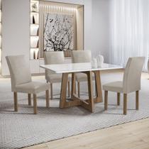 Conjunto Mesa Arizona 120cm com 4 Cadeiras Canela Tampo Smart Plus com Vidro Conjunto Mesa Arizona 120cm com 4 Cadeiras Canela Tampo Smart Plus com Vidro