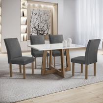 Conjunto Mesa Arizona 120cm com 4 Cadeiras Canela Tampo Smart Plus com Vidro