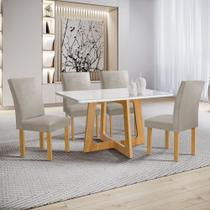 Conjunto Mesa Arizona 120cm com 4 Cadeiras Canela Tampo Smart Plus com Vidro Conjunto Mesa Arizona 120cm com 4 Cadeiras Canela Tampo Smart Plus com Vidro