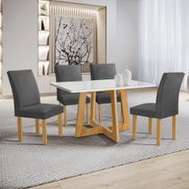 Conjunto Mesa Arizona 120cm com 4 Cadeiras Canela Tampo Smart Plus com Vidro Conjunto Mesa Arizona 120cm com 4 Cadeiras Canela Tampo Smart Plus com Vidro