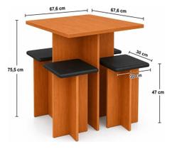 Conjunto mesa art panta edna com 4 banquetas naturale preto Conjunto mesa art panta edna com 4 banquetas naturale preto