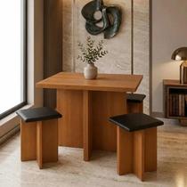 Conjunto mesa art panta edna com 4 banquetas naturale preto Conjunto mesa art panta edna com 4 banquetas naturale preto