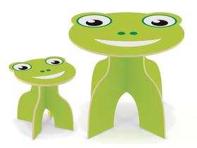 Conjunto mesa + banco animalkids do sapo madeira